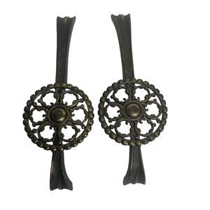 Vintage 2 Large Handles Brass Metal Ornamental Made in‎ England 7"  NO SCREWS